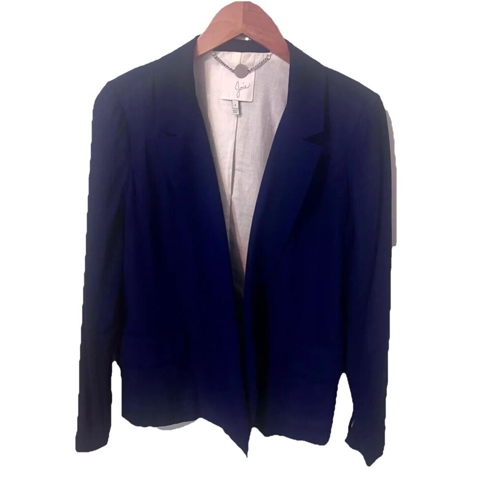 JOIE Navy Blue Open Blazer Jacket Womens Size 4 Small Notch Lapel Fully Lined